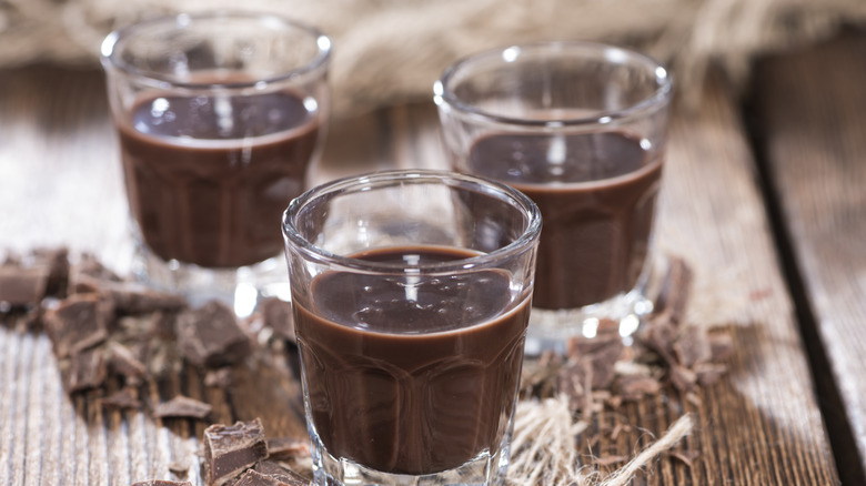 shots of chocolate liqueur