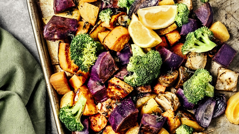 sheet pan of roasted veggies