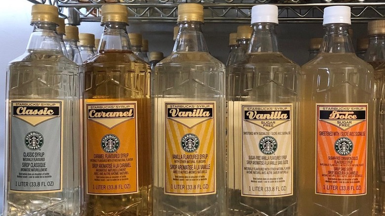 Various Starbucks syrups.