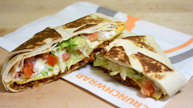 Cross-section of a Crunchwrap Supreme.