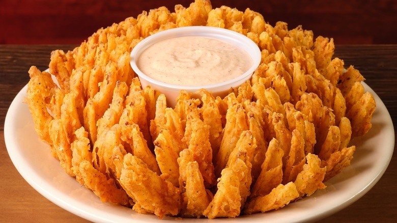 Cactus Blossom appetizer with Cajun Horseradish.