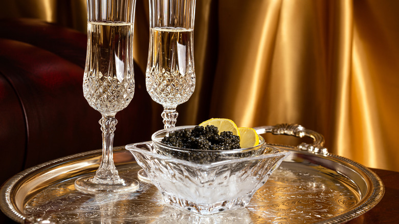 Caviar with Champagne.