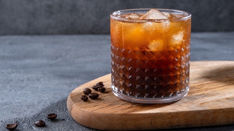 Espresso tonic mocktail in glass 