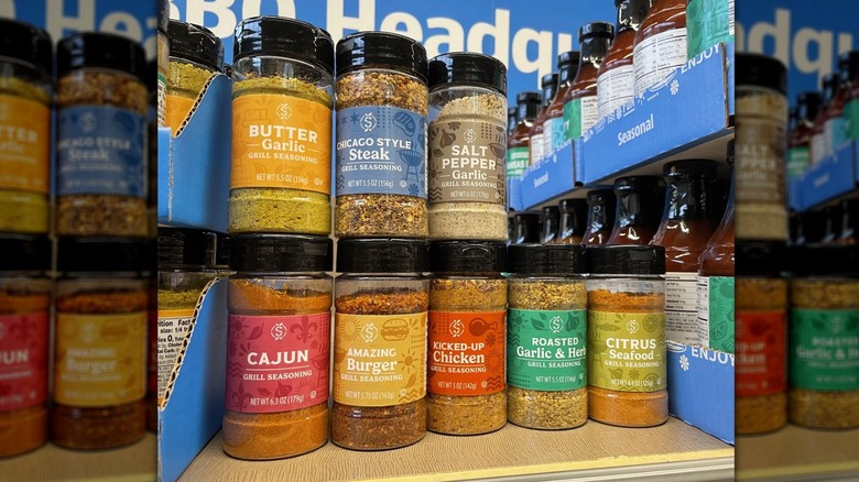 Shelf of Aldi spices