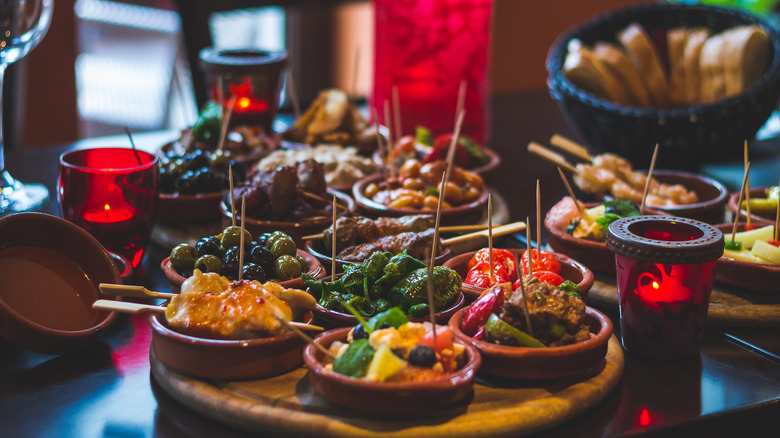 variety of Spanish tapas dishes