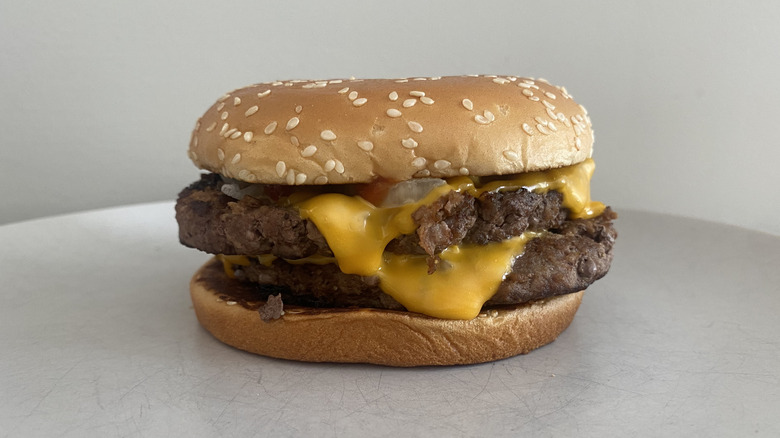McDonald's Double Quarter Pounder with Cheese sitting on a plate