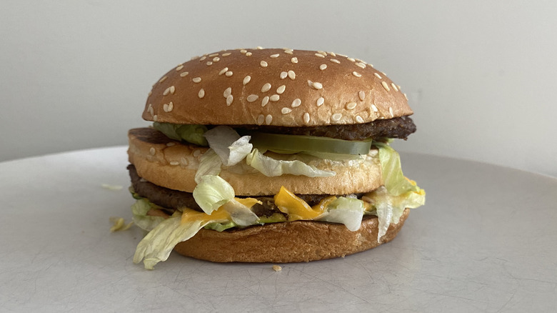 McDonald's Big Mac sitting on a plate