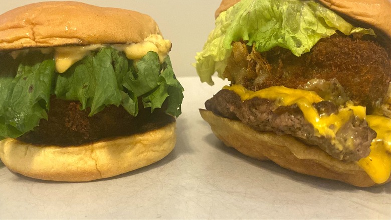 Shroom Burger and Shack Stack from Shake Shack on a plate