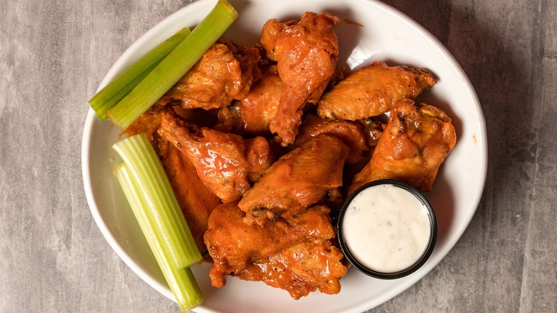 chicken wings with celery sticks
