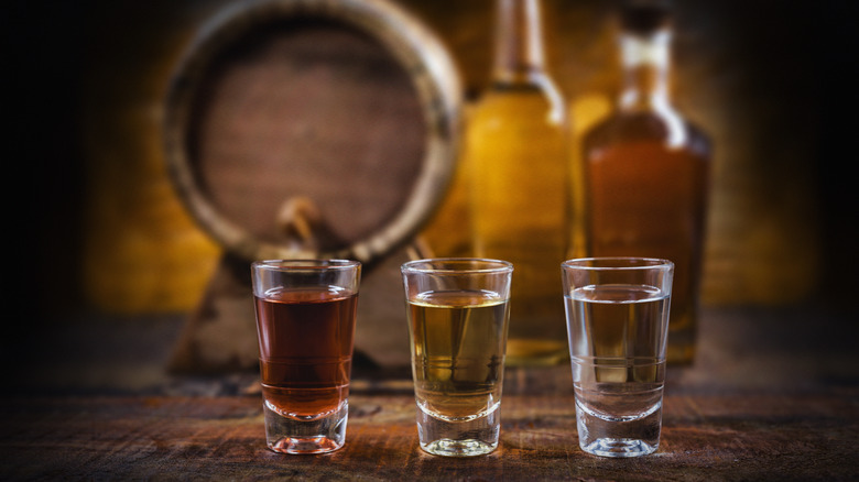 Assorted pours of tequila