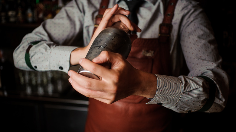 Bartender shaking a cocktail