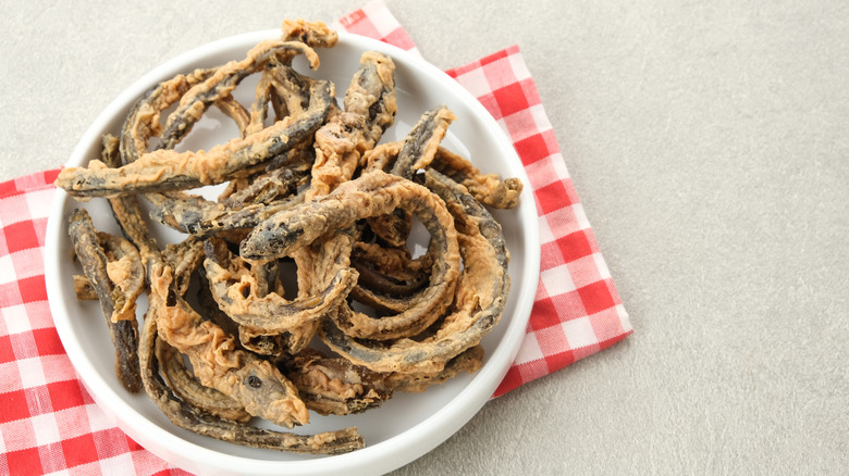 Plate of deep-fried eel