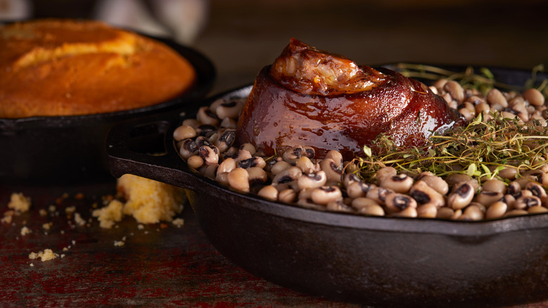 Ham hocks and black-eyed peas
