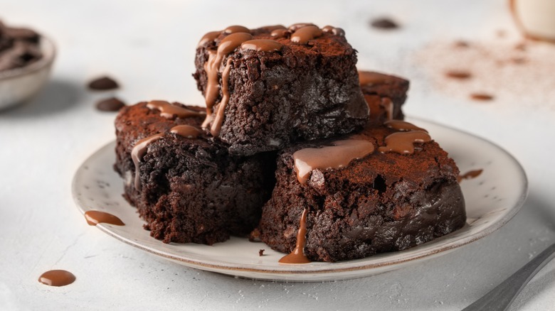 brownies served on fancy dessert plate