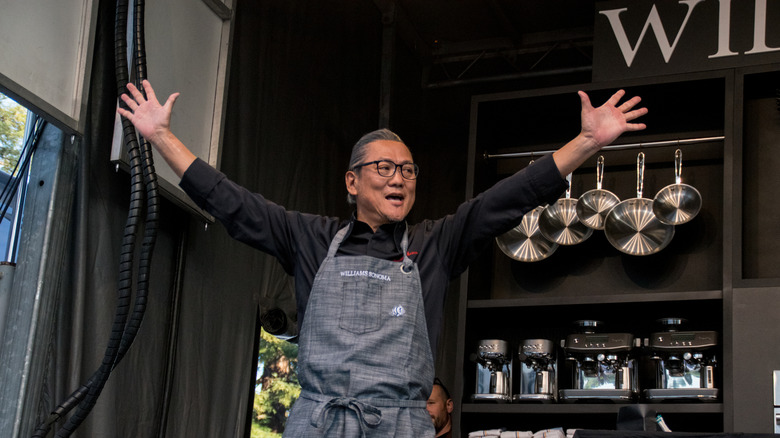 Masaharu Morimoto during a live cooking demonstration