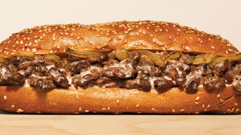 An Arby's Half Pound Cheesesteak sandwich.