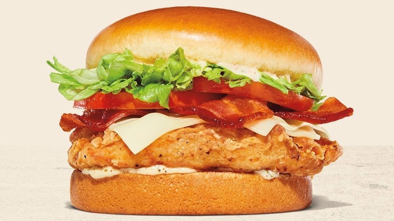 A Burger King Bacon and Swiss Royal Crispy Chicken.