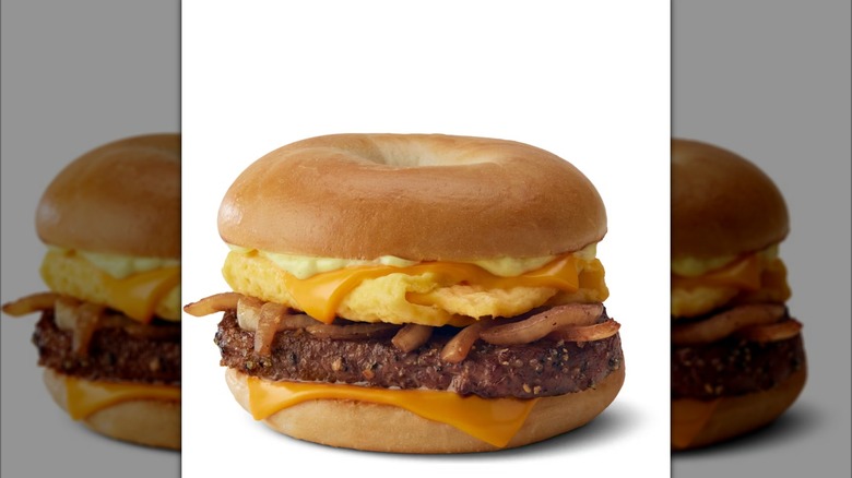 A McDonald's Steak, Egg & Cheese Bagel.