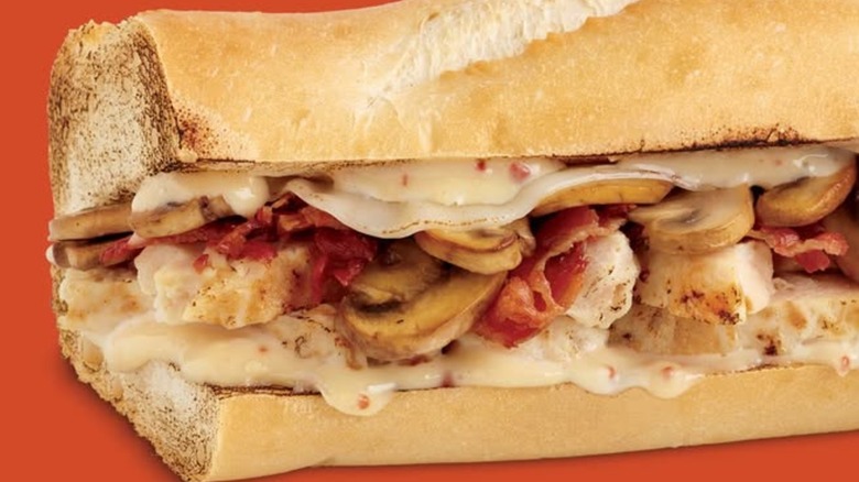 A Quiznos Chicken Carbonara sandwich.