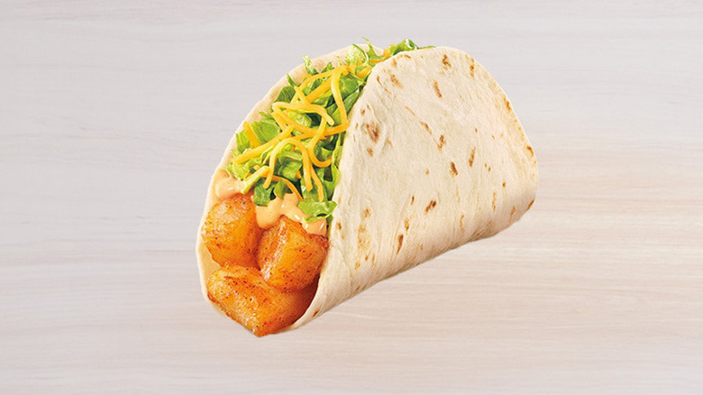 A spicy potato soft taco from Taco Bell.