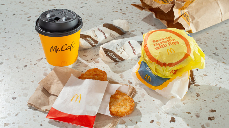 An assortment of McDonald's breakfast items on a table