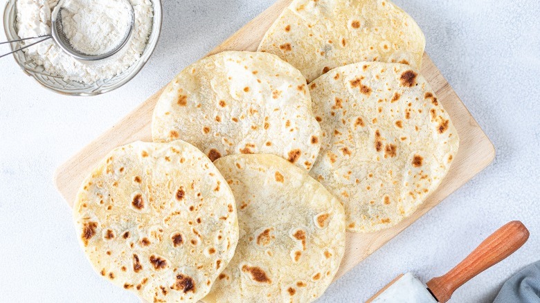 Flour tortillas displayed