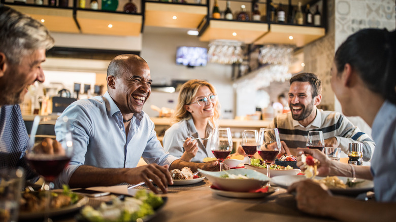 group of diners at restaurant