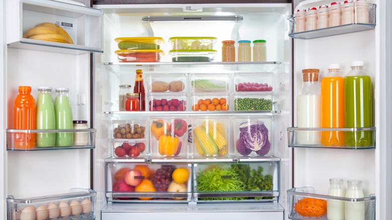 organized fridge full of food