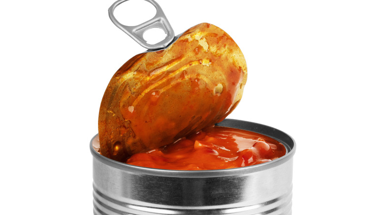 open can of baked beans