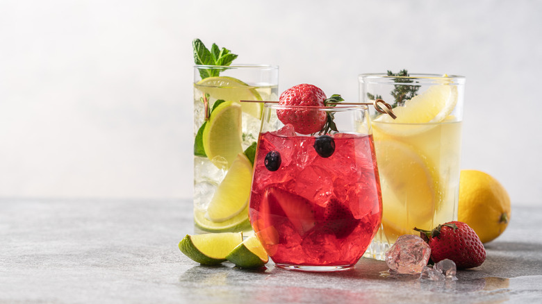 fruity drinks in glasses