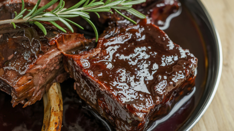 A dish of braised short ribs.