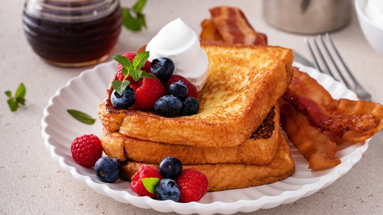 French toast with berries and maple syrup