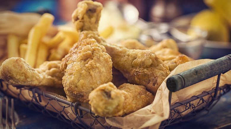 Fried chicken with French fries
