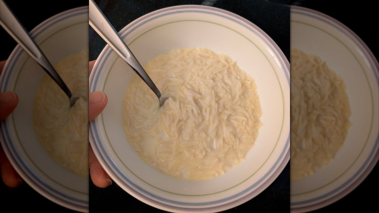 Bowl of white rice pictured.