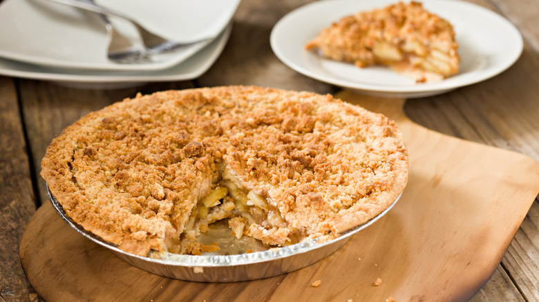A Pennsylvania Dutch-style apple pie.