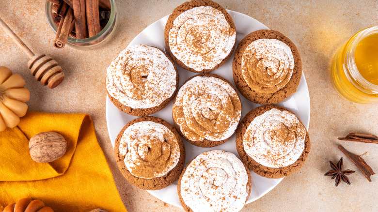 Pumpkin spice cookies with frosting.