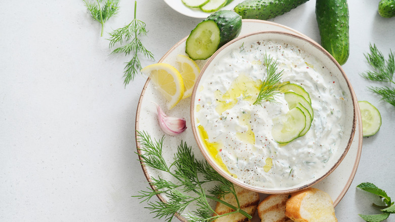 A bowl of tzatziki