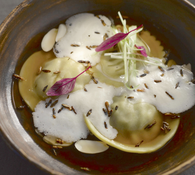 France Meets China: Foie Gras Dumplings With Cilantro Beef Consommé