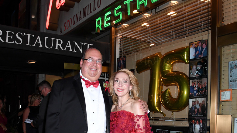 Sal Scognamillo and Lisa Scognamilloat at the 75th anniversary celebration of Patsy's