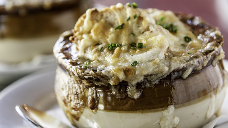 French onion soup in bowl