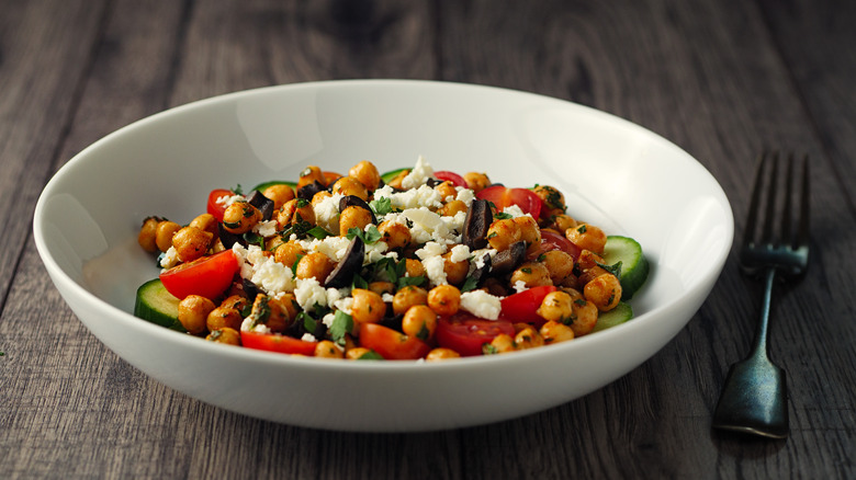 Chickpeas on a salad