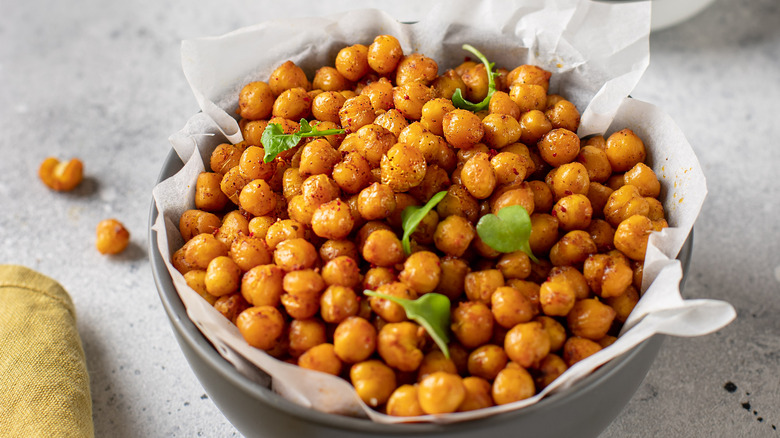 Chickpeas with spices in a bowl