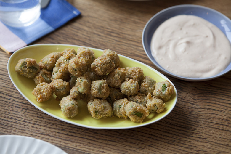 Fried Okra with Cumin Yogurt Dipping Sauce Recipe