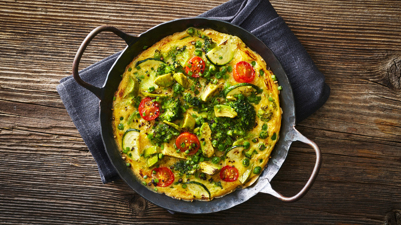 A frittata in a skillet