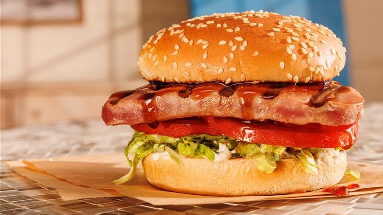Habit Burger & Grill Ahi Tuna Filet sandwich on parchment paper