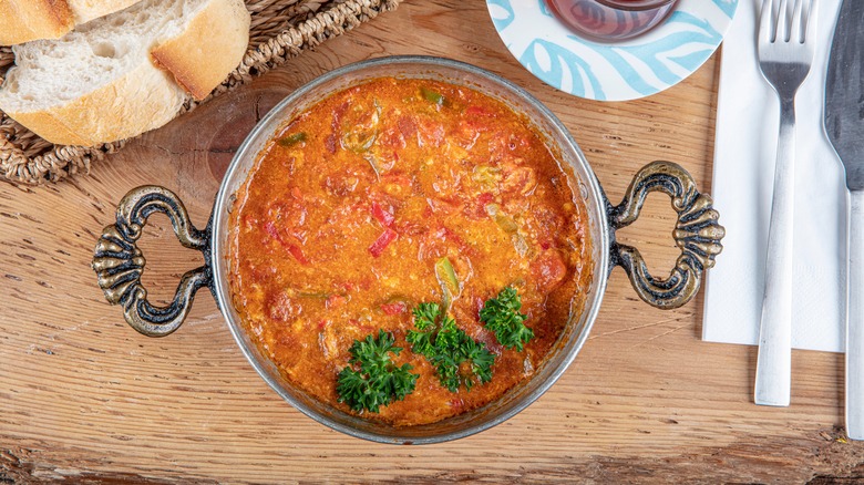 Menemen in decorative serving dish