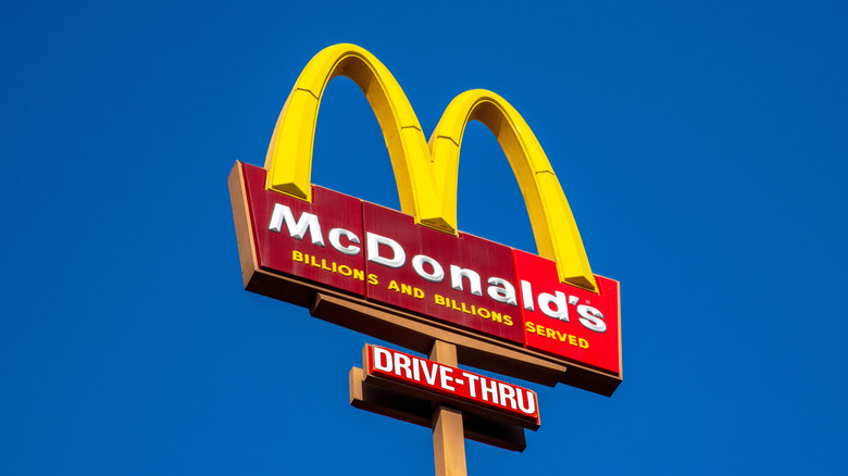 McDonald's sign in a clear blue sky