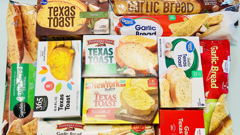 Collection of frozen garlic bread brands
