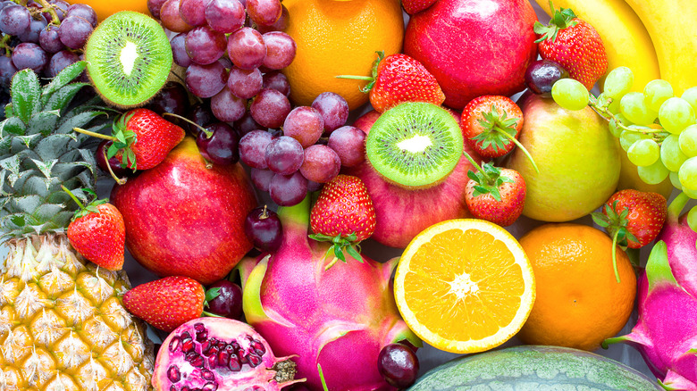 Assorted fruit and vegetables.