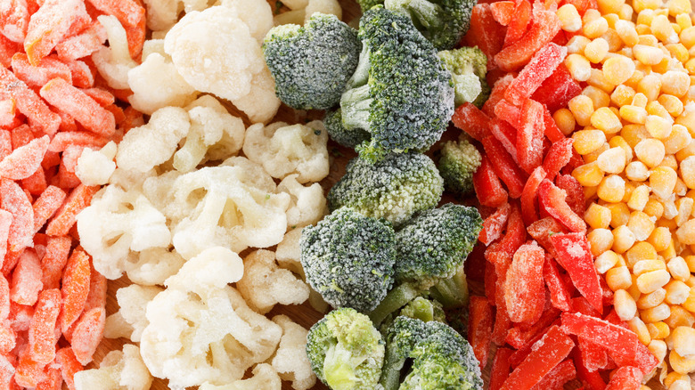 array of various frozen vegetables